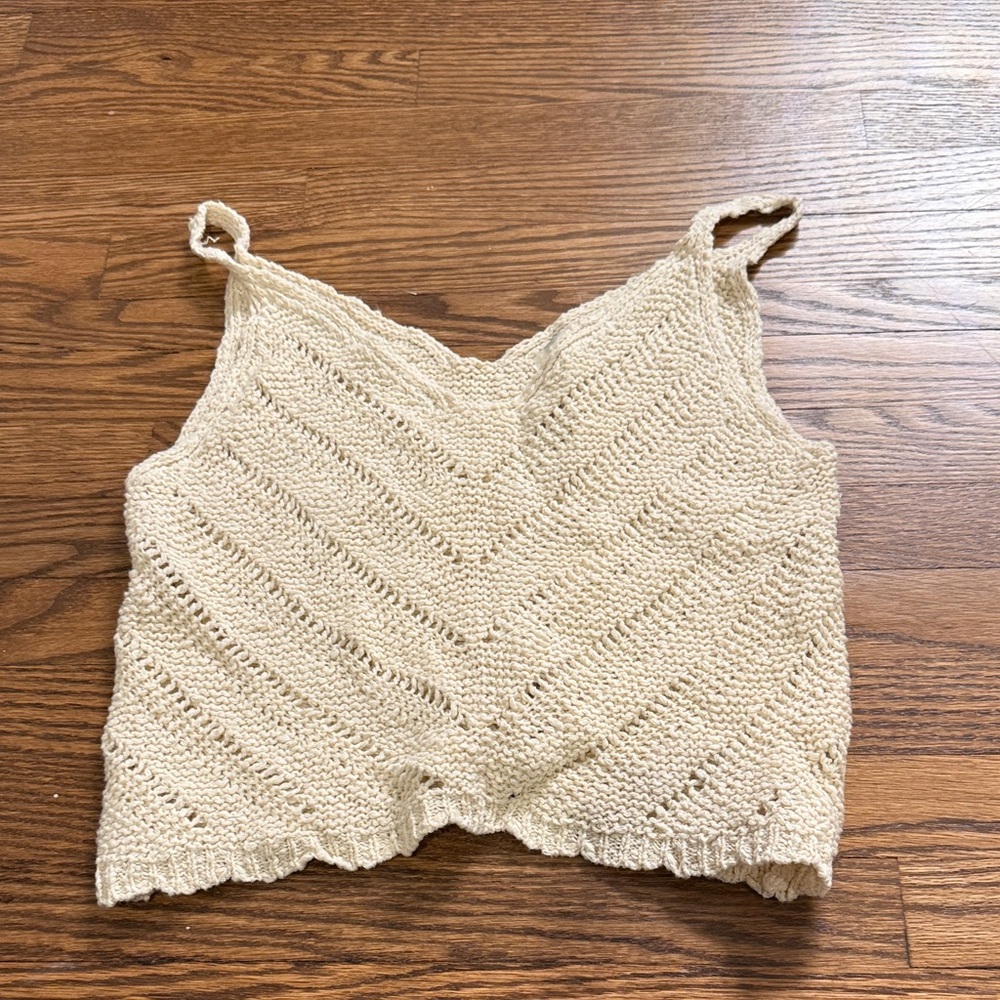 NWT She + Sky Cream Knit Camisole Top Size Large